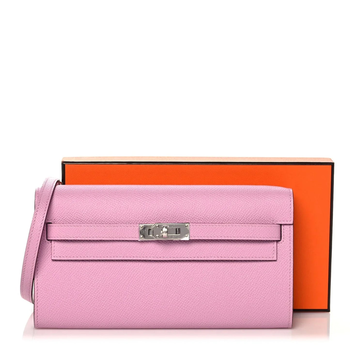 Pink Smooth Leather Palladium Hardware Long Crossbody Wallet Bag