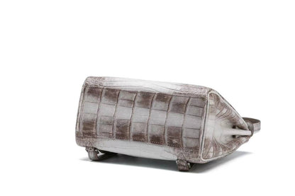 White Gradient Crocodile Embossed Lock Detail Mini Backpack