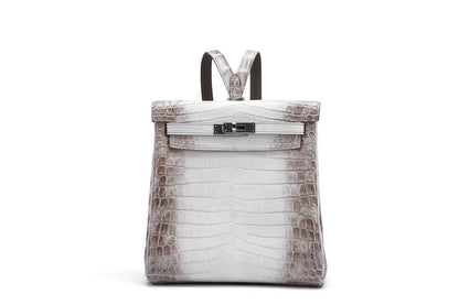 White Gradient Crocodile Embossed Lock Detail Mini Backpack