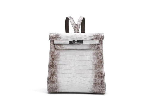 White Gradient Crocodile Embossed Lock Detail Mini Backpack