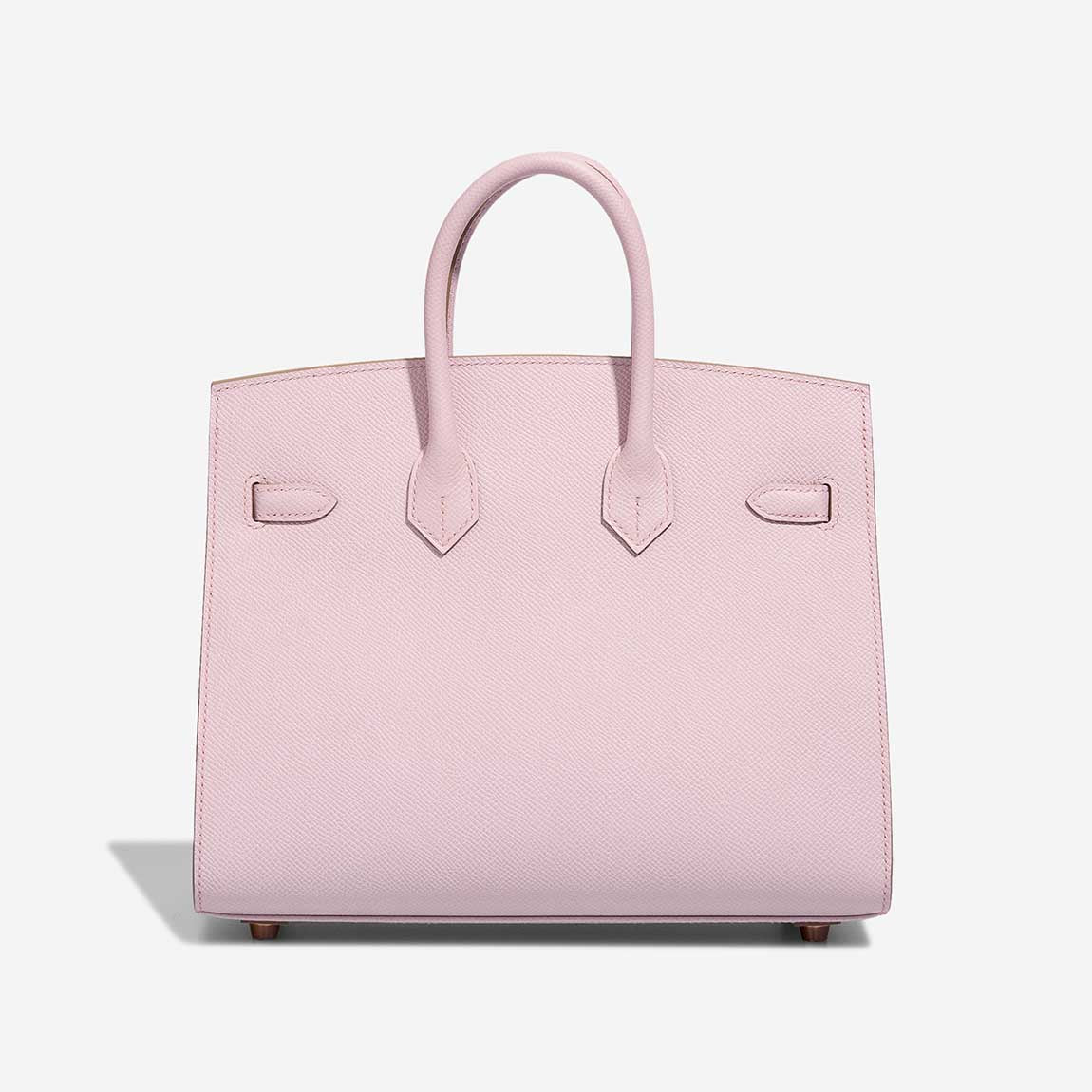Pink Smooth Leather Rose Gold Hardware Structured Hand Tote Bag