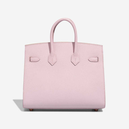 Pink Smooth Leather Rose Gold Hardware Structured Hand Tote Bag