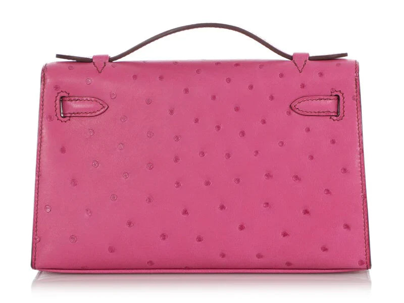 Fuchsia Pink Textured Leather Palladium Hardware Mini Flap Clutch Bag