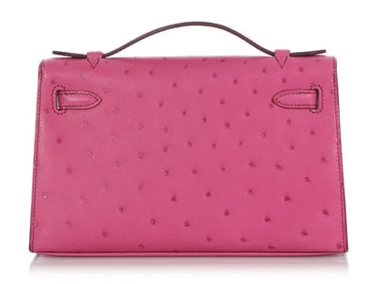 Fuchsia Pink Textured Leather Palladium Hardware Mini Flap Clutch Bag