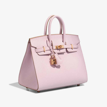 Pink Smooth Leather Rose Gold Hardware Structured Hand Tote Bag