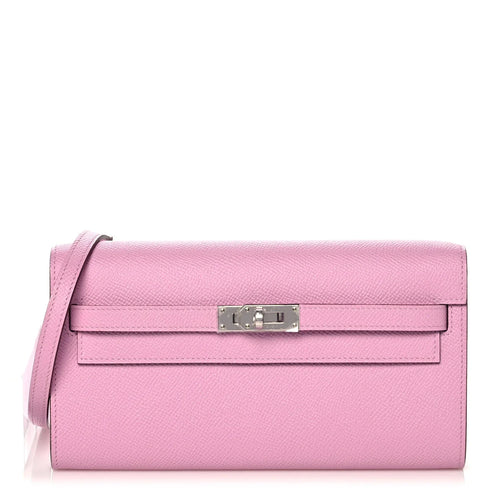 Pink Smooth Leather Palladium Hardware Long Crossbody Wallet Bag