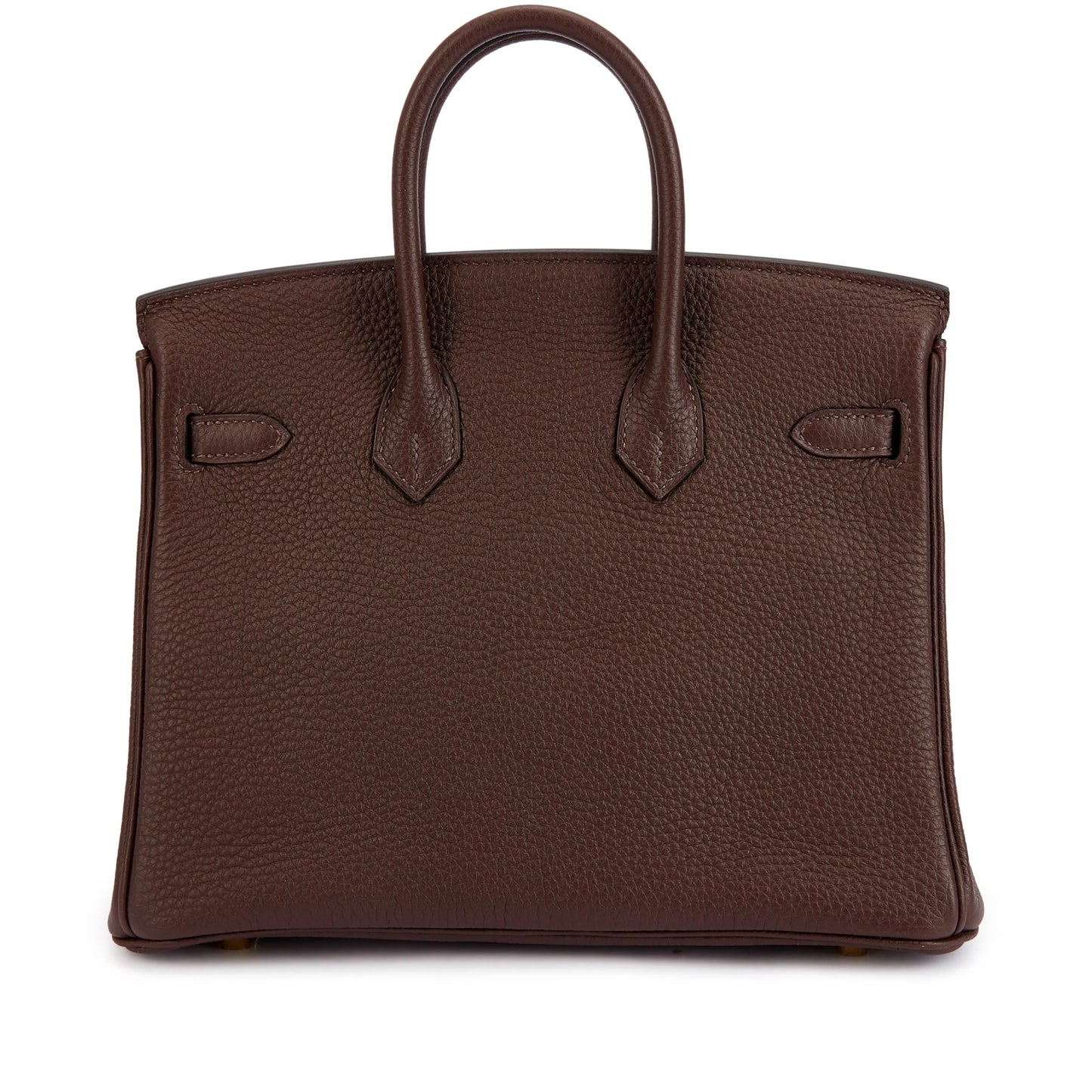 Chocolat Brown Grain Leather Gold Hardware Structured Hand Tote Bag