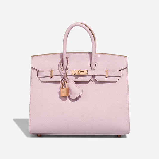 Pink Smooth Leather Rose Gold Hardware Structured Hand Tote Bag
