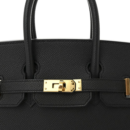 Sleek Black Leather Gold Hardware Structured Top Handle Tote Bag