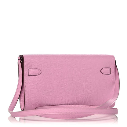 Pink Smooth Leather Palladium Hardware Long Crossbody Wallet Bag